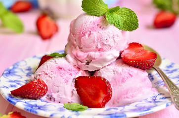 Homemade strawberry ice cream.