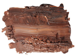 photo brown grunge brush strokes oil paint isolated on white