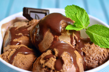 Homemade chocolate ice cream.