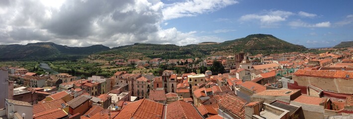 view of bosa, sardinia, italy