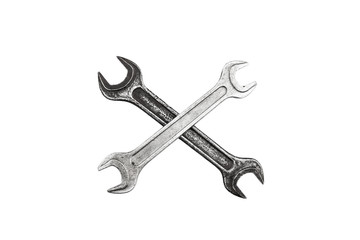 Spanner cross icon isolated on white.