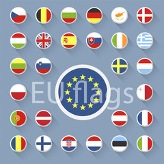 Vector set of European Union web button.Flat design.