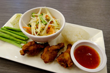 A Famous Food Set of Papaya Salad