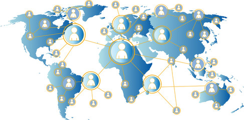 social media icons - world map 