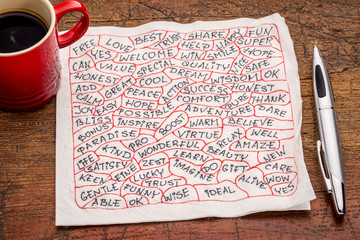positive word cloud on napkin © MarekPhotoDesign.com