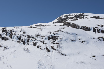 Fototapeta na wymiar Mountain and snow in Norway.