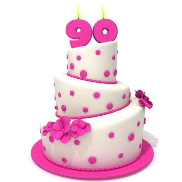 Birthday cake with number ninety 