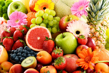 Composition with assorted fruits