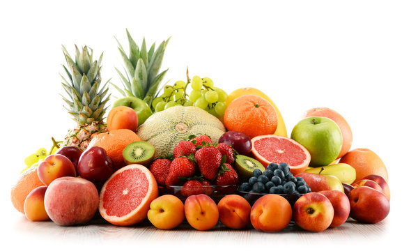 Composition With Assorted Fruits Isolated On White