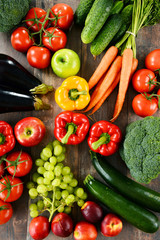 Composition with a variety of organic vegetables and fruits
