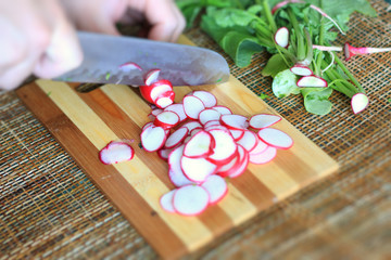 Obraz na płótnie Canvas vegetable salad cooking sliced
