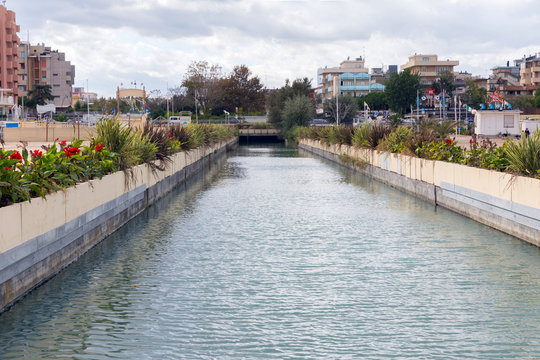 Water channel in the resort of Rimini. Italy