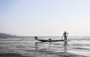 legrowing fisherman at Inle lake