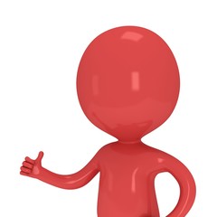 3D red man showing thumbs up