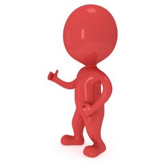 3D red man showing thumbs up