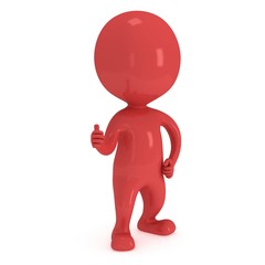 3D red man showing thumbs up