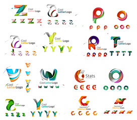 Vector abstract company logo mega collection, type letters and