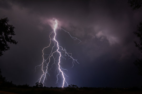 Lightning bolt in thunderstorm