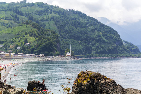 View of the mosque across the Turkish border. Border crossing be