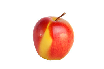 Red apple with yellow side isolated on white background