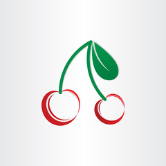 stylized cherries symbol with leafs