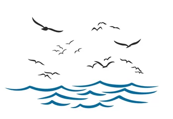 Foto auf Alu-Dibond Sea landscape with seagulls. © designer_an