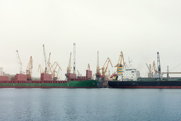 Naklejka premium Cargo crane sea port