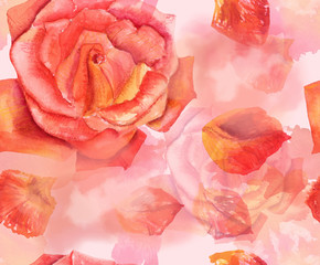 Seamless watercolour roses background pattern