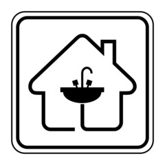 Logo maison et consommation eau.