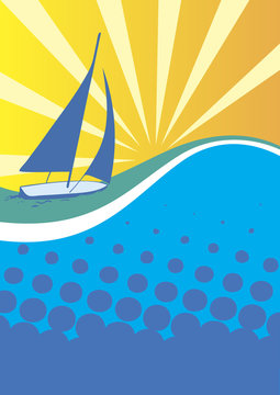 Yacht club banner.Sunny see background