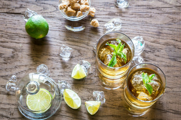 Glasses of rum