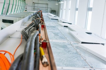 Electric and fiber optic cables.