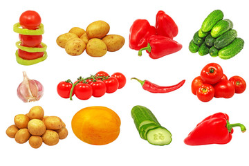 Set of different fresh vegetables.Isolated.