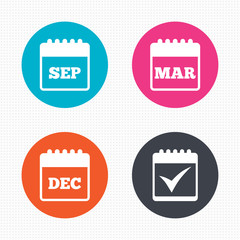 Calendar icons. September, March, December.