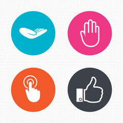Hand icons. Like thumb up and click here symbols