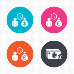 Bank loans icons. Cash money symbols.