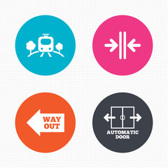 Train railway icon. Automatic door symbol.