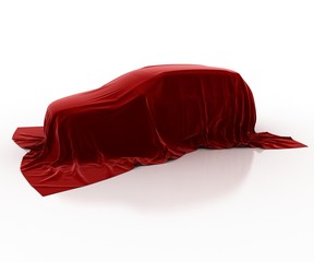 Car covered with velvet. The secret cars. 3D.