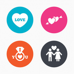 Valentine day icons. I love you ring sign.
