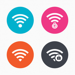 Wifi Wireless Network icons. Wi-fi zone locked.