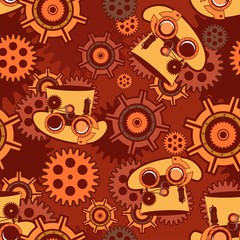 seamless pattern Steampunk mechanism