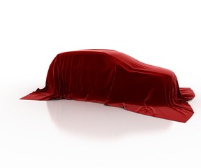 Car covered with velvet. The secret cars. 3D.
