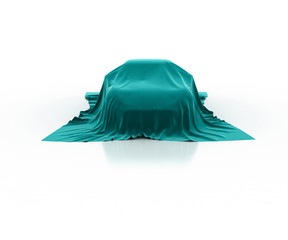 Car covered with velvet. The secret cars. 3D.