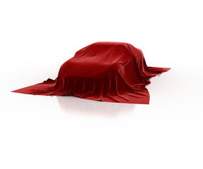 Car covered with velvet. The secret cars. 3D.
