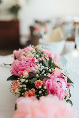 Beautiful flowers on wedding ceremony