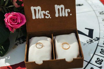 wedding rings in decorative box