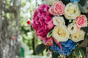 Beautiful flowers on wedding ceremony