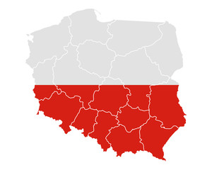 Fototapeta premium Karte und Fahne von Polen