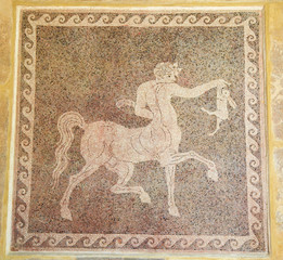 Mozaic of a Centaur holding a rabbit in the Museum of Rhodes