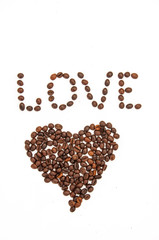 Coffee beans shaped like heart